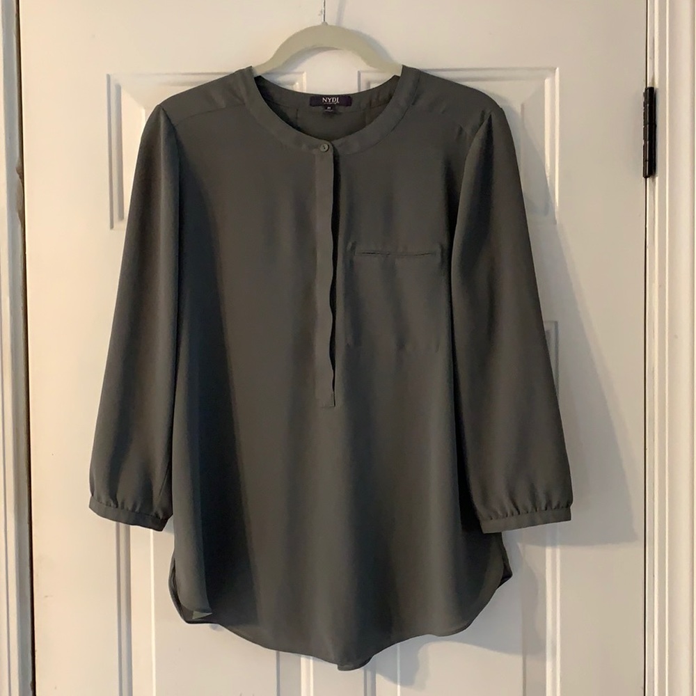 NYDJ Green 3/4 Sleeve Blouse Size M
